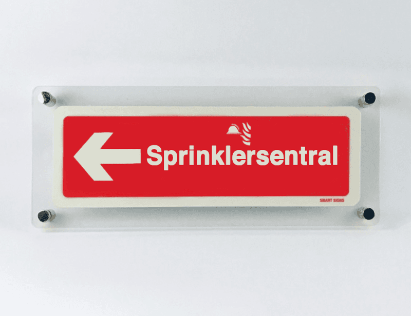 Sprinklersentralskilt Pil venstre DESIGN for avstandsstykker