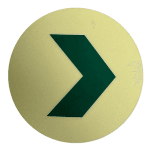 Huvudbild Efterlysande cirkel med pil &oslash;40 mm. med lim, v&auml;lj vinyl eller ...