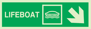 Hovedbilde Lifeboat with arrow - diagonally down right