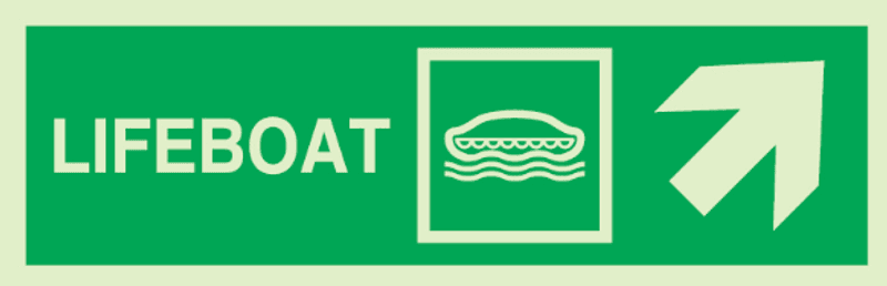 Lifeboat with arrow - diagonally up right