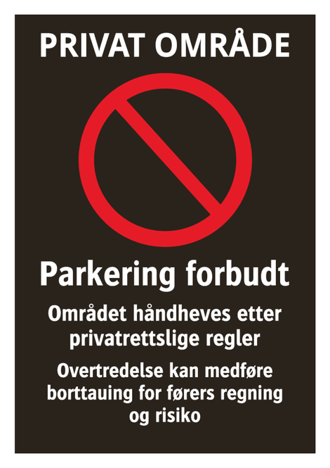 Huvudbild Privat område - Parkering forbudt