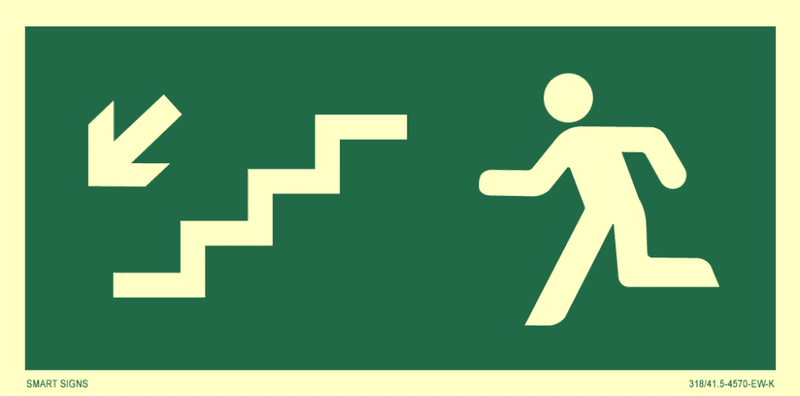 Springande man - Trappor ner till vänster, Aluminium, 150 x300 mm