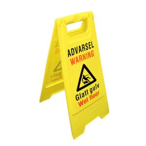 Hovedbilde Glatt gulv skilt – advarselsskilt for v&aring;tt gulv (gulvskilt)