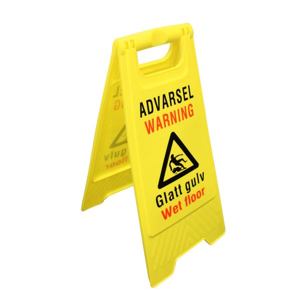 Glatt gulv skilt – advarselsskilt for v&aring;tt gulv (gulvskilt)