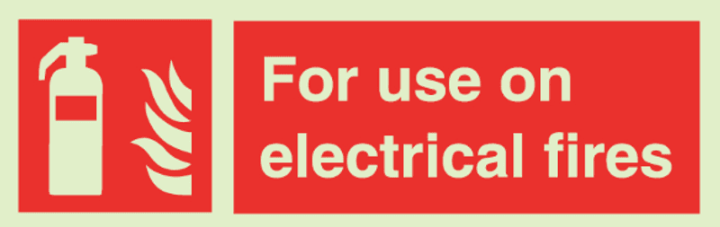 Fire extinguisher for use on electrical fires w text